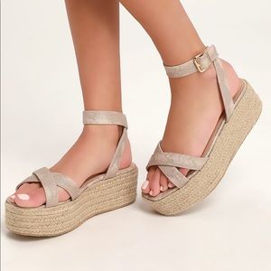 Nude suede platform sandals